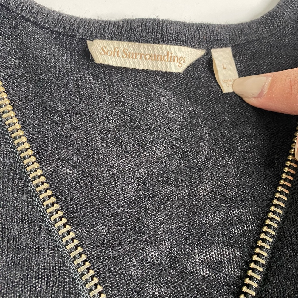 Soft Surroundings Valentina Black Zip Up Sweater Top Size Large - Picture 7 of 8